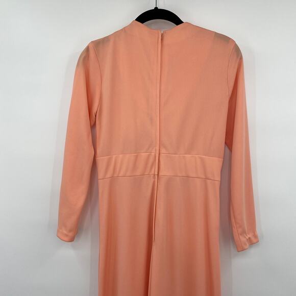 Vintage 60s 70s Maxi Dress Peach Empire Waist Renaissance Womens Size Small - Picture 9 of 12